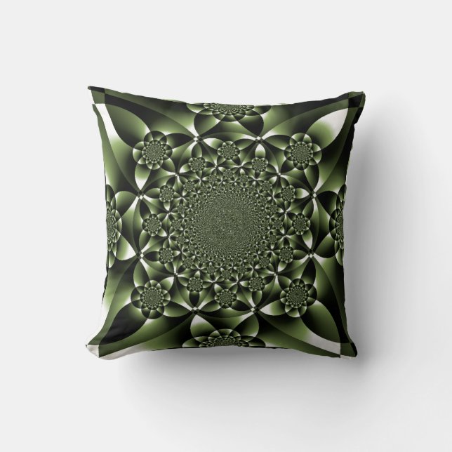 White Green Forest Leaf Petals Throw Pillow (Front)
