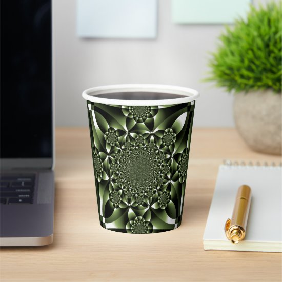 White Green Forest Leaf Petals - Tiles Paper Cups