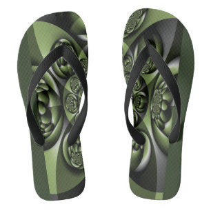 White Green Forest Mini Spheres Flip Flops