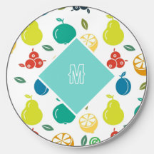 White Green Fruits Custom Monogram 