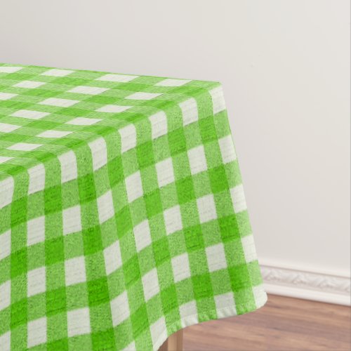 White &amp; Green Gingham Pattern | Cotton Checkered Tablecloth