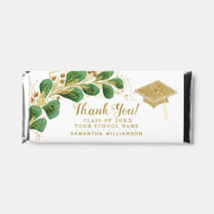 White Green Gold Floral Thank You 2025 Graduation Hershey Bar Favors