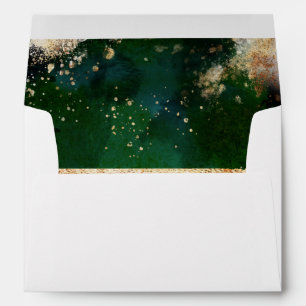 White Green Gold Rustic Floral Wedding Invitation Envelope