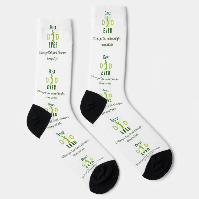 White Green Golf Lover Best Dad Ever Cool Modern Socks (Right)