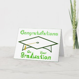 White & Green Grad Cap Printable Party Hat or Card