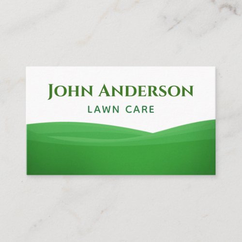 White  Green Grass Lawn Care Yard Work Minimal Business Card