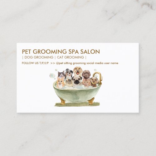 White Green Grooming Pet Bath Spa Cats Dogs Business Card