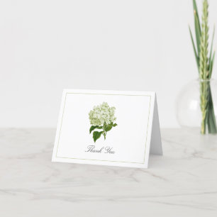 White Green Hydrangea Bloom Traditional  Letterpress Thank You Card