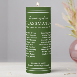 White Green In Memory Of Classmates School Reunion Pillar Candle