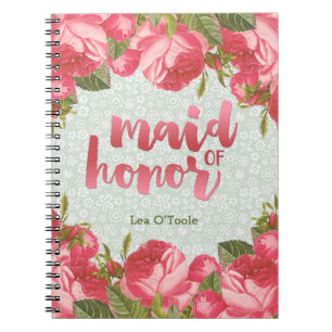 White & Green Lace Maid-of-Honor Wedding Notebook