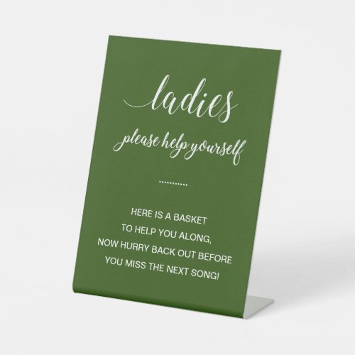 White Green Ladies Bathroom Basket Items Wedding Pedestal Sign