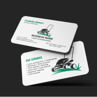 White Green Lawn Care and Service Professional Business Card
