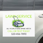 White Green Lawn Care and Service Professional Car Magnet