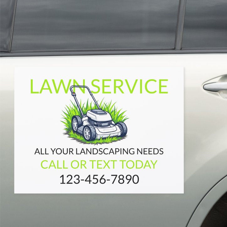 White Green Lawn Care And Service Professional Car Magnet