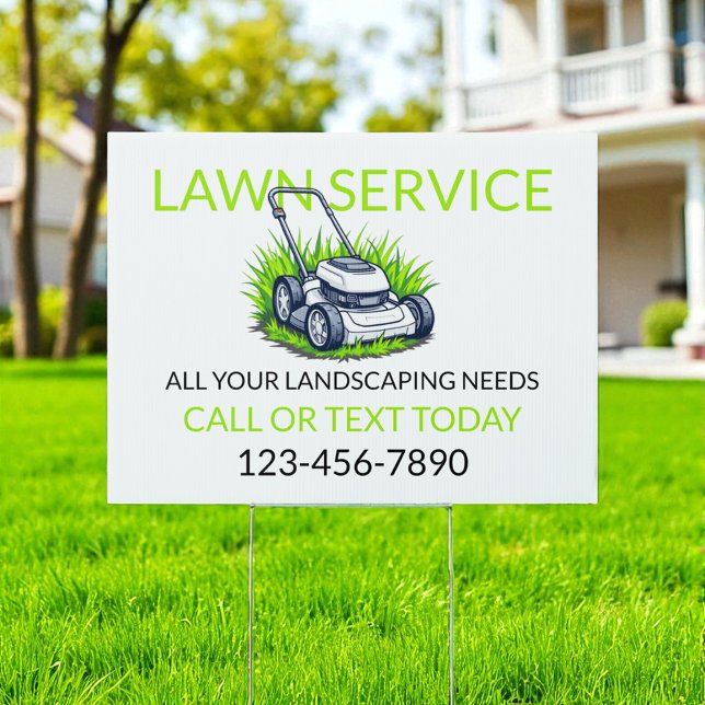 White Green Lawn Care and Service Professional Sign (Creator Uploaded)