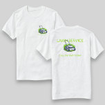 White Green Lawn Care and Service Professional T-Shirt<br><div class="desc">Showcase your business pride with this white and green lawn care and service professional T-shirt, designed for comfort and branding. Ideal for landscaping crews, gardening services, or outdoor maintenance teams, this customizable work shirt features clean, professional colors that reflect growth, freshness, and eco-friendly service. Perfect for everyday wear, client visits,...</div>