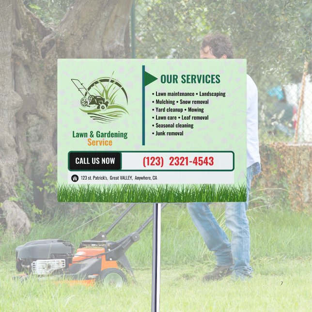 White & Green Lawn Care Business Outdoor Sign (White & Green Lawn Care Business Outdoor Sign)