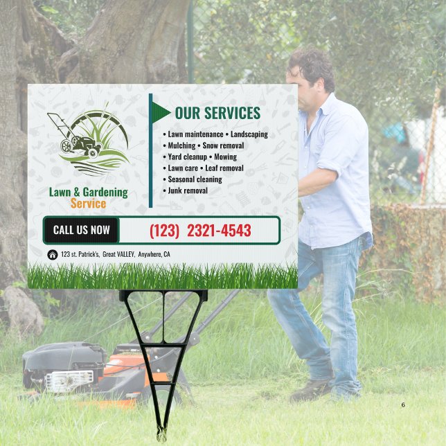 White & Green Lawn Care Business Outdoor Sign (White & Green Lawn Care Business Outdoor Sign)