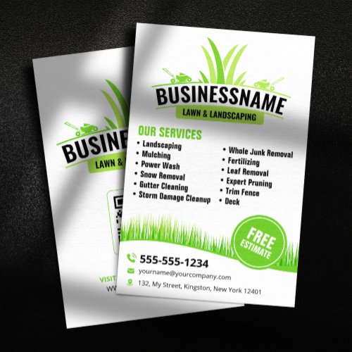 White Green Lawn Care Landscaping Mowing Lawncare Flyer