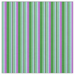 [ Thumbnail: White, Green, Light Blue, Orchid Stripes Pattern Fabric ]