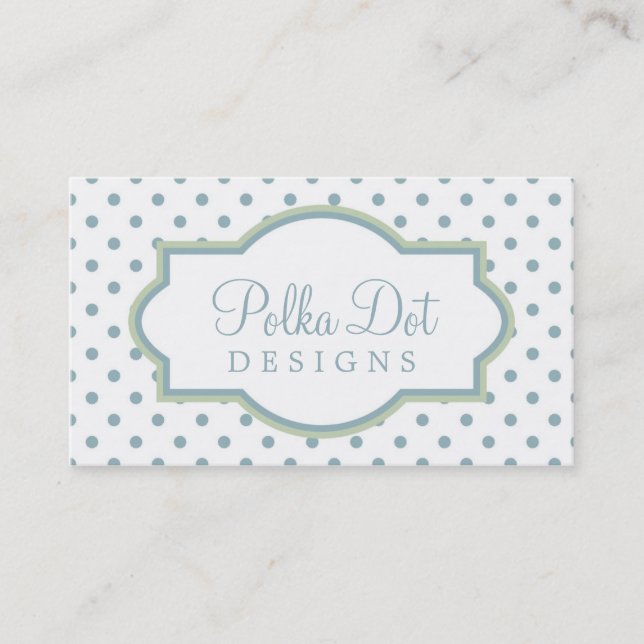 White Green & Lt. Blue Polka Dot Business Cards (Front)