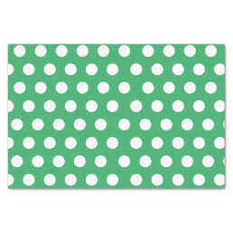 White &amp; Green Medium Polka Dot Party Tissue Paper