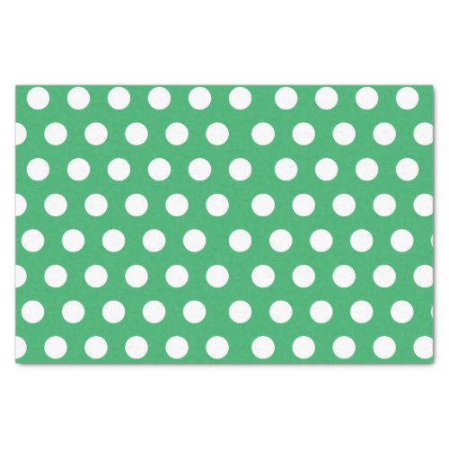White  Green Medium Polka Dot Party Tissue Paper