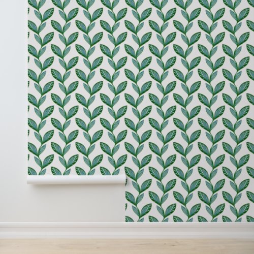  White  Green Nature Cool Modern Foliage Drawing  Wallpaper