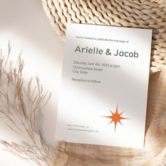 White, Green, Orange Mid Century Modern Starburst Invitation (Creator Uploaded)