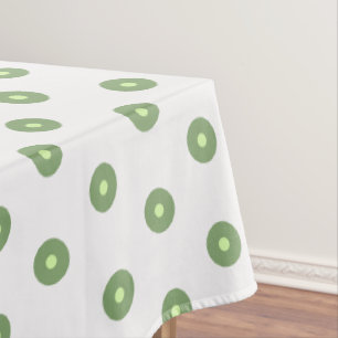 White Green Polka Dots Tablecloth