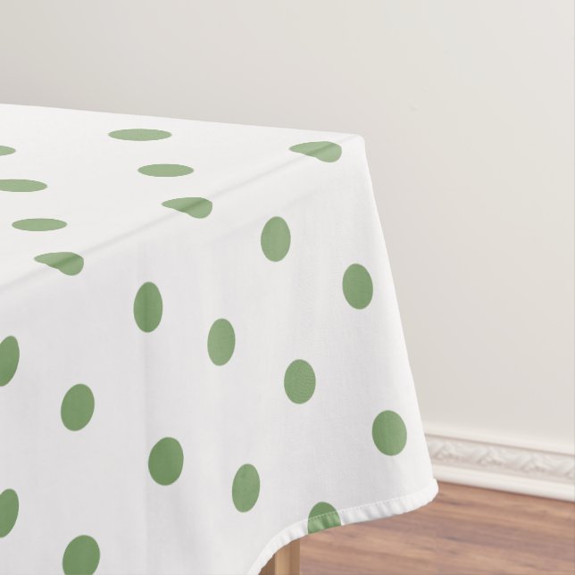 White Green Polka Dots Tablecloth (In Situ)