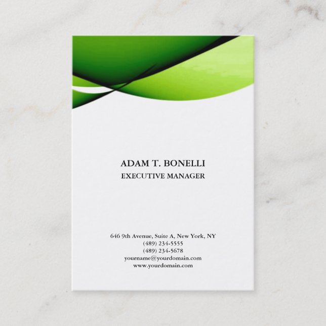 White green  professional minimalist plain elegant business card (Front)