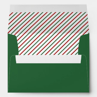 White Green Red Stripes Pattern Christmas Envelope