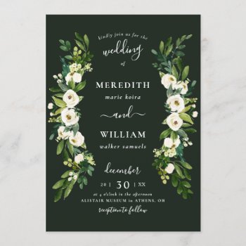 White Green Rose Garden Wedding Invitation by dulceevents at Zazzle