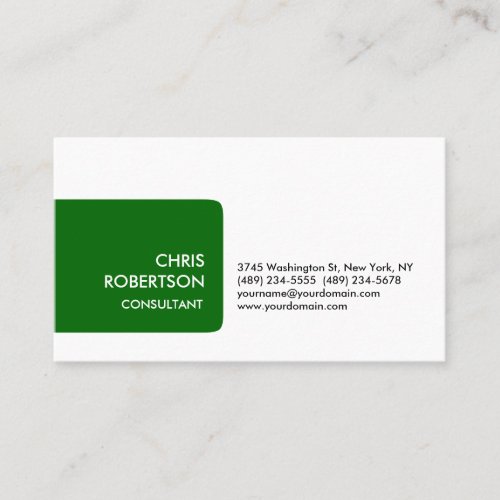 White Green Stripe Standard Minimalist Business Card