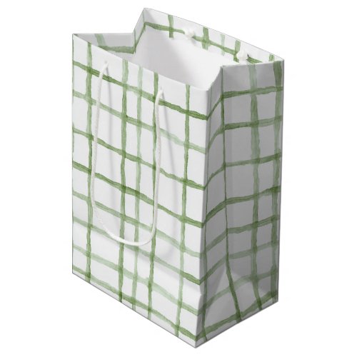 White Green Stripes Birthday Medium Gift Bag