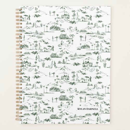 White Green Toile Hollywood Hills Planner