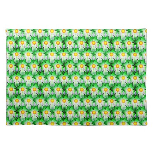 White Green  Yellow Floral Placemat