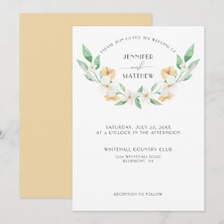 White, Green, Yellow Floral Wedding | Invitation