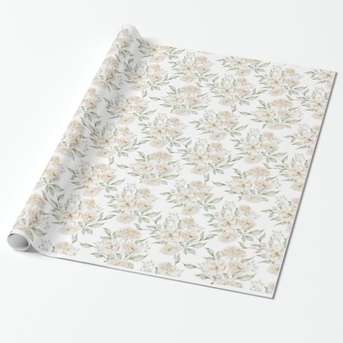 White Greenery Floral Christmas Wrapping Paper