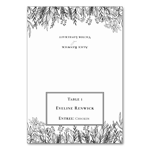 White Greenery Menu Choice Foldable Place Card