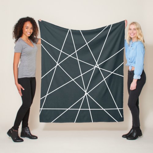 White grey abstract geometric sherpa blanket