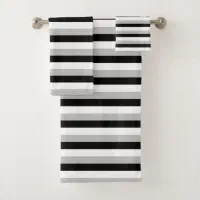 Modern Black And White Striped Bath Towel Set, Zazzle