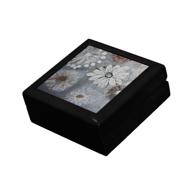  White, Grey and Browns Flower Keepsake Box (Side)