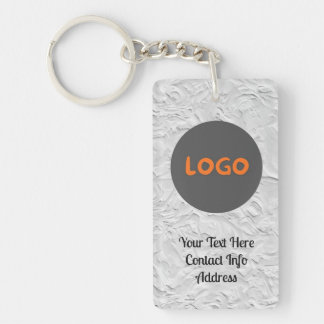 White & Grey Background Custom Logo & QR Code Keychain