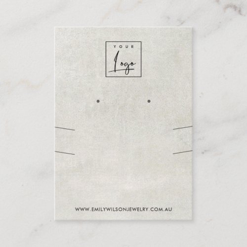 WHITE GREY CONCRETE LONG NECKLACE EARRING DISPLAY BUSINESS CARD