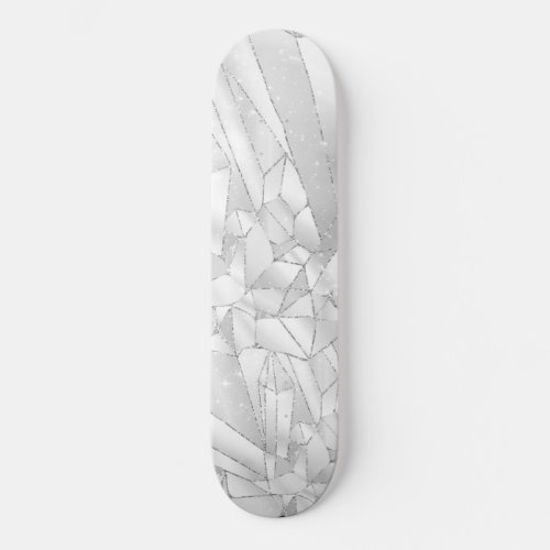 White Grey Crystal Skateboard Deck