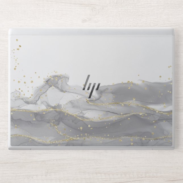 White & Grey glitter Marble  HP Laptop Skin (Front)
