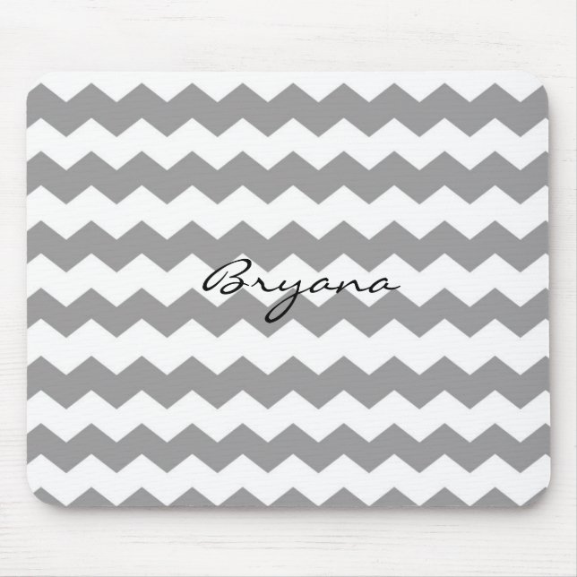 White Grey Gray Chevron Print Modern Mod Mouse Pad (Front)
