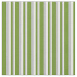 [ Thumbnail: White, Grey & Green Colored Stripes/Lines Pattern Fabric ]